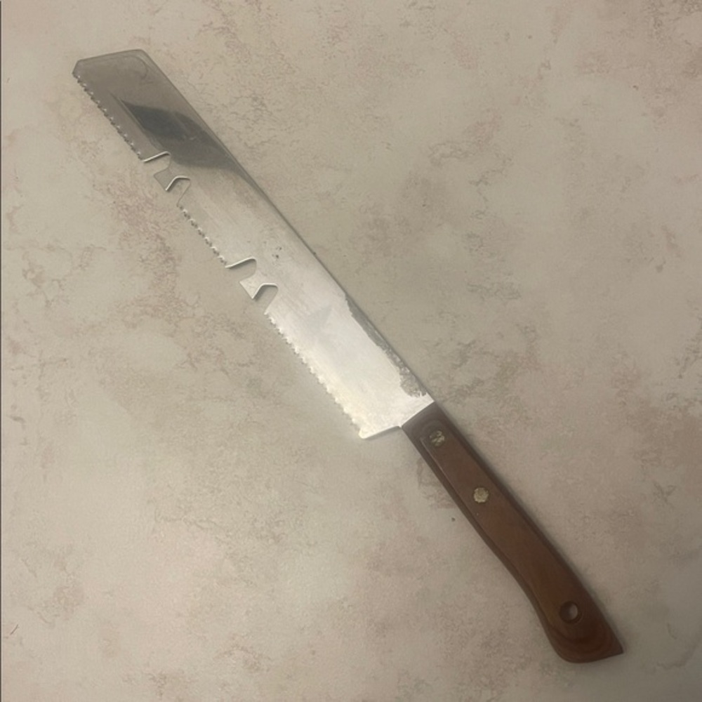EKCO Flint Frozen Food Cutter  Riveted Wood Handle USA Original Sleeve 15 in